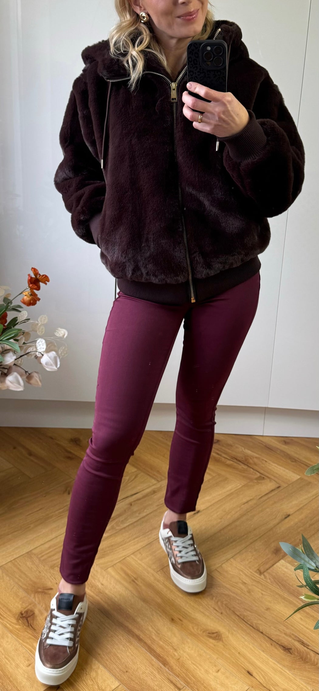 Guess brown lucrezia faux fur jacket w5bl66w3890