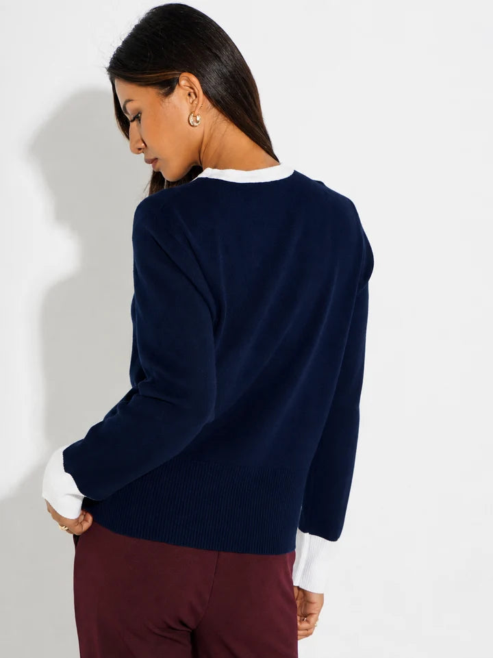 Navy aspen bow knit