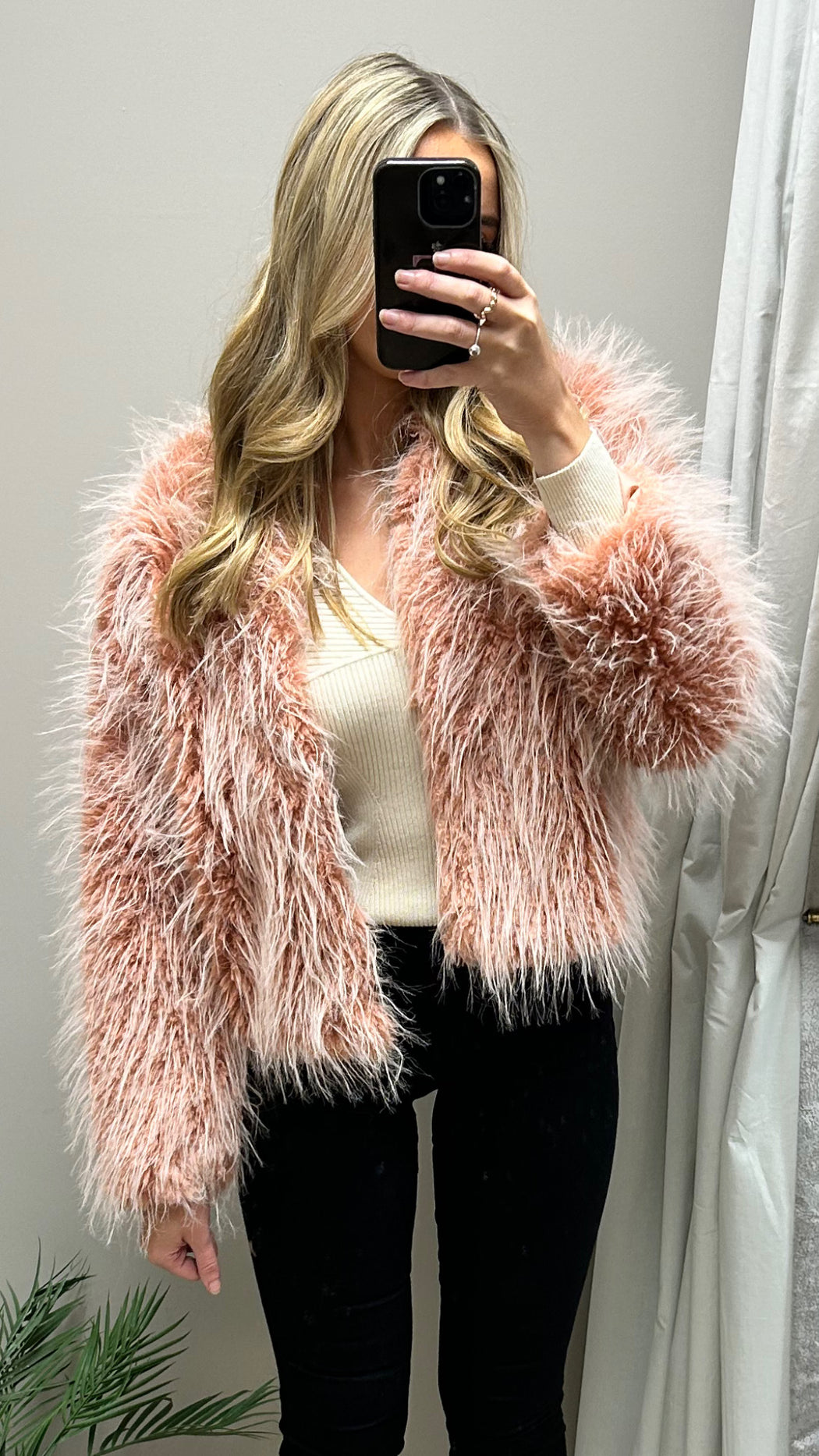 Mula rose faux fur jacket