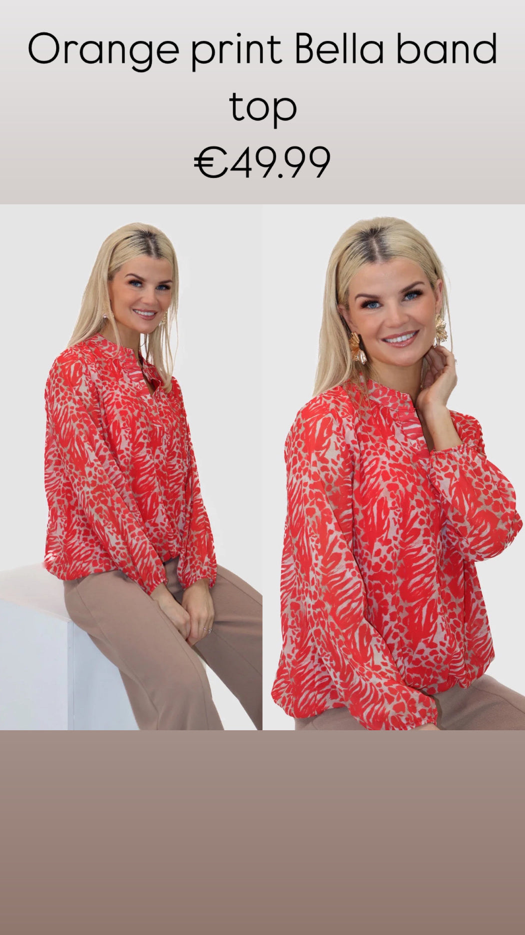 Orange print Bella band top