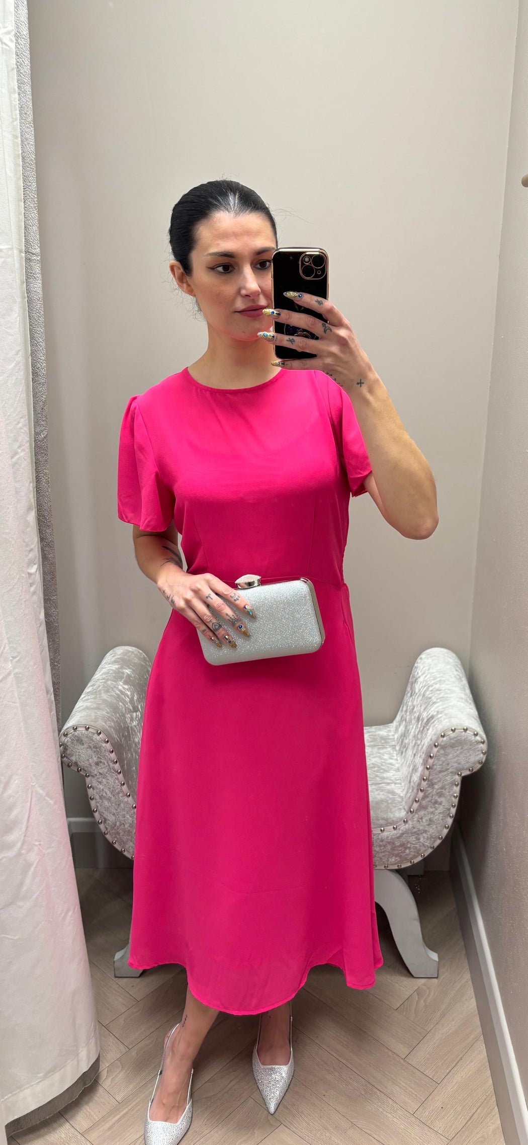 Jodie pink cap sleeve dress