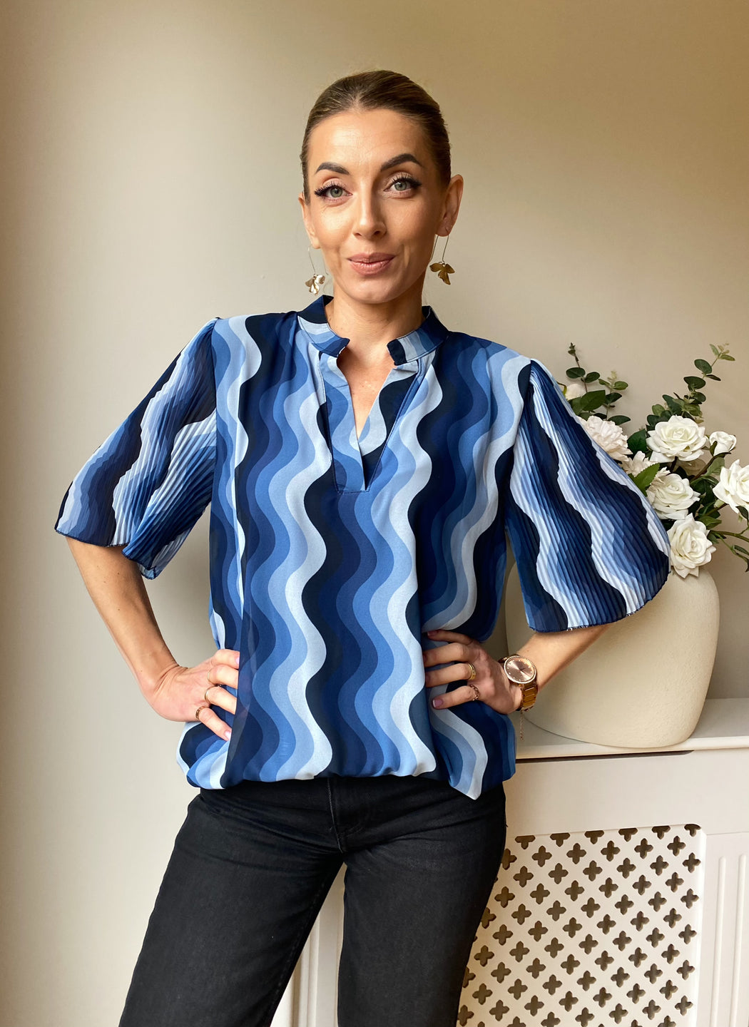 Dixie blue  print top