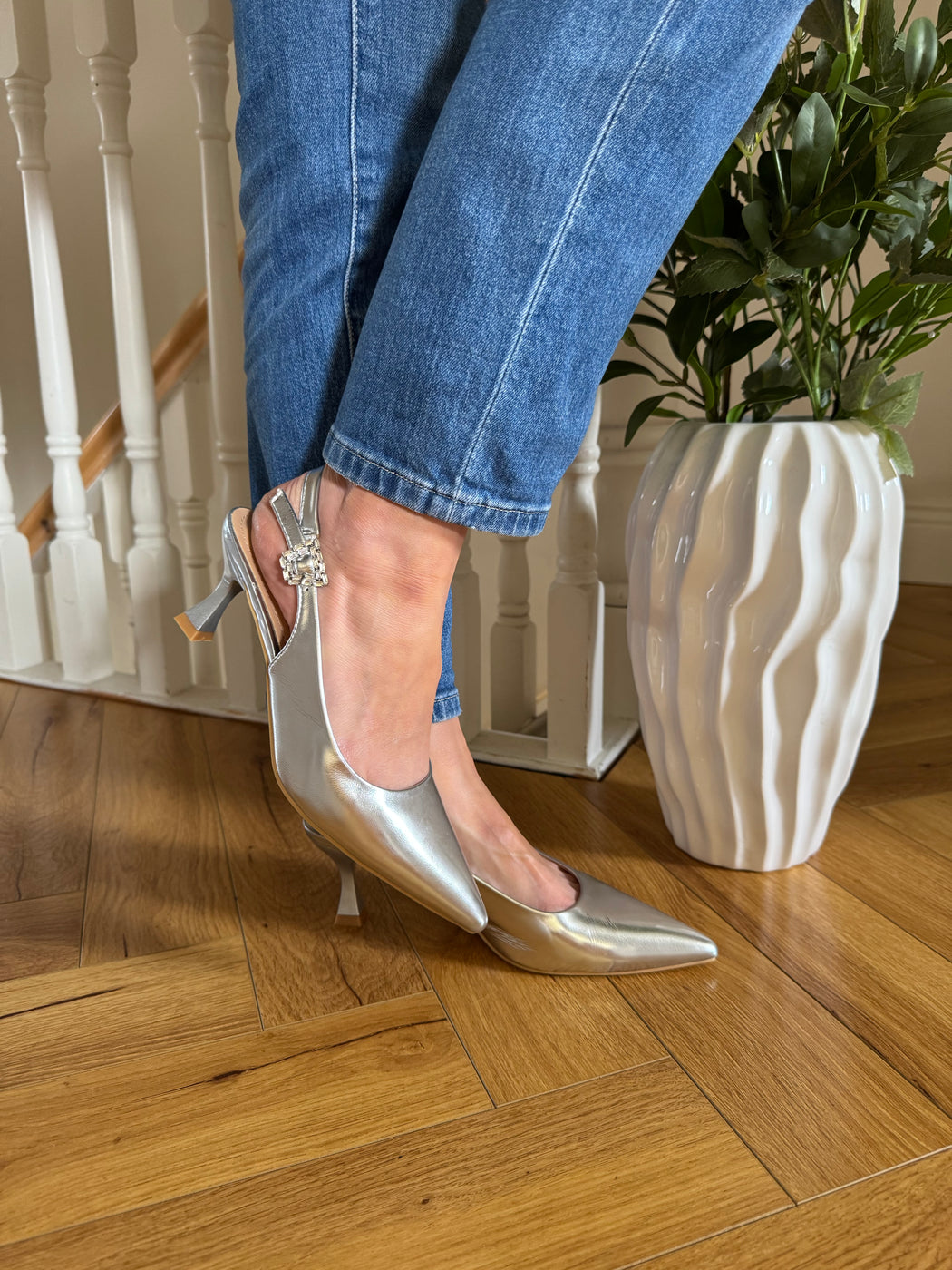 Arniston Silver slingback heels