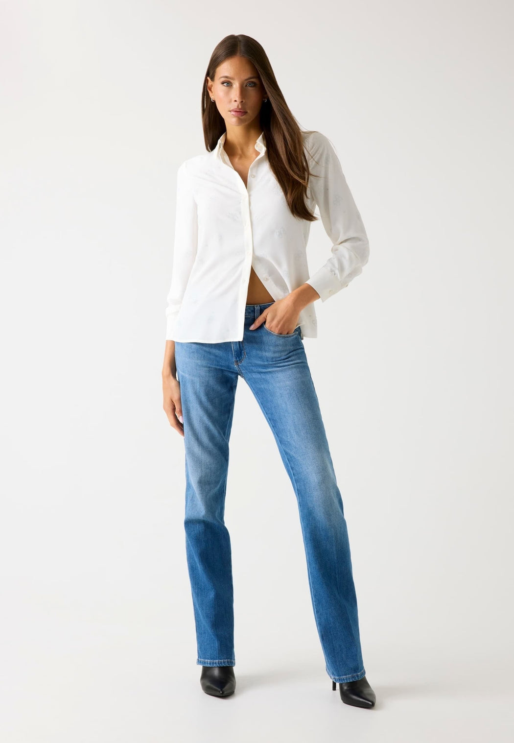 Guess cream flore logo shirt w5bh80w2982