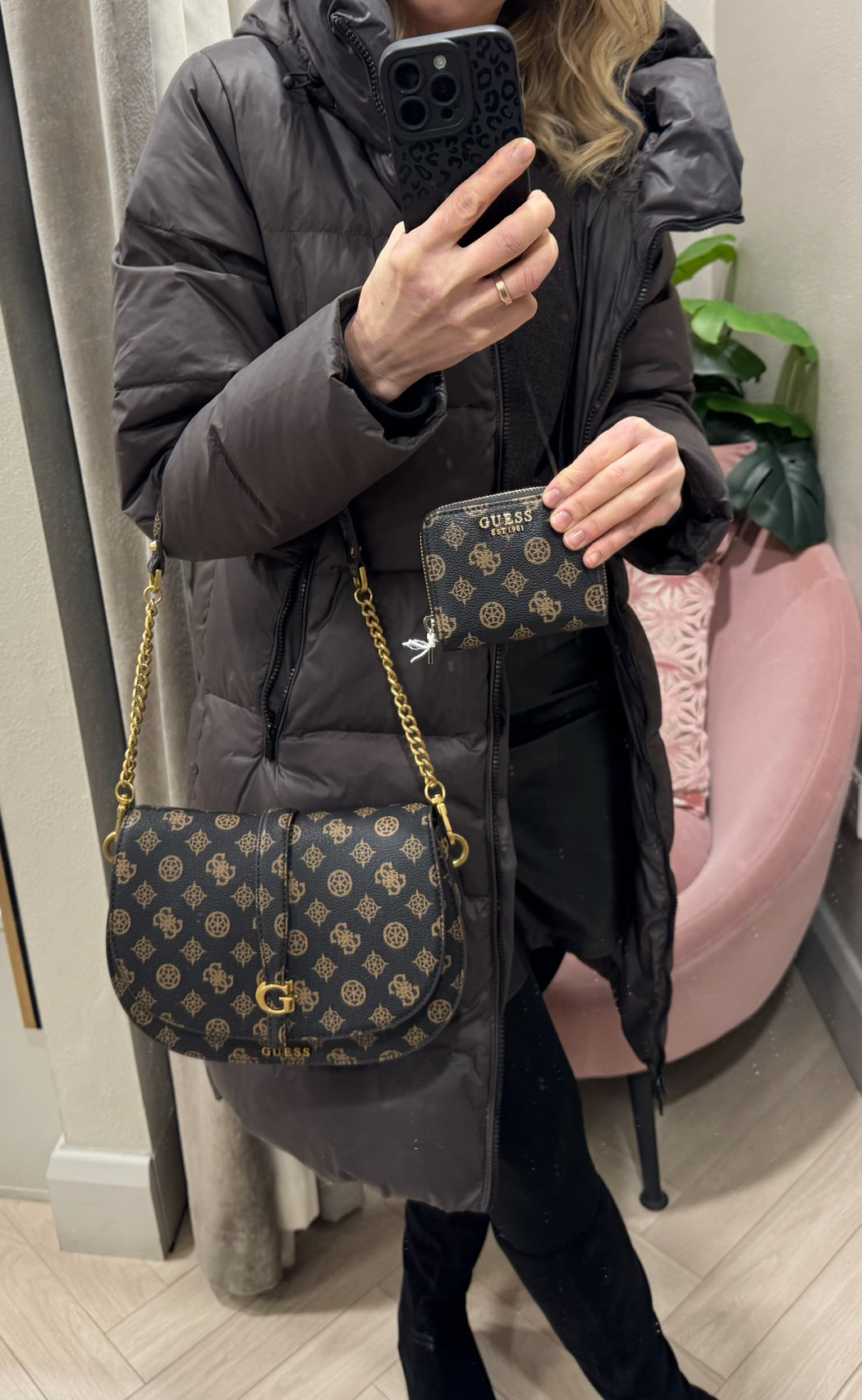 Laurel SLG Small Zip Around Wallet Mocha Logo