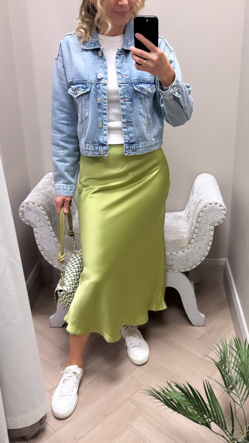 Kansas lime green midi skirt