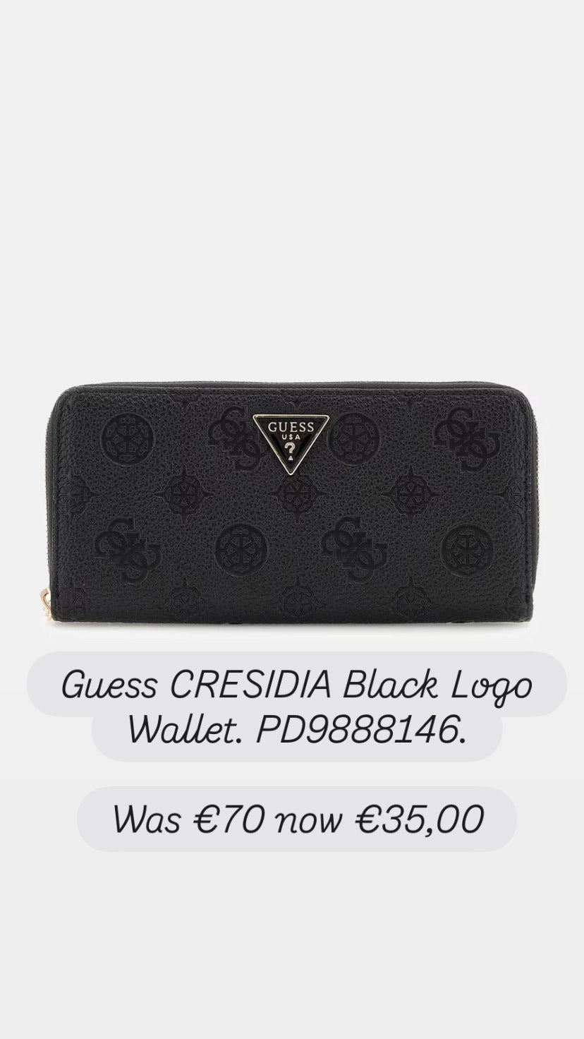 Guess CRESIDIA Black Logo Wallet. PD9888146.