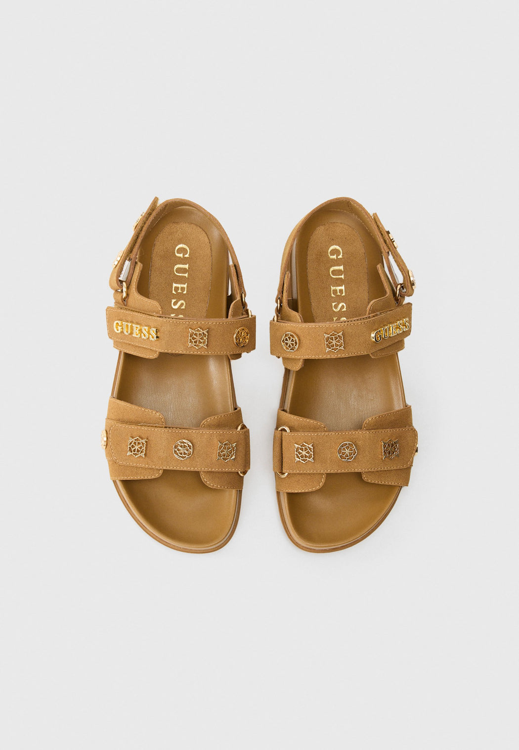 Guess tan suede logo sandals flpflpesu03