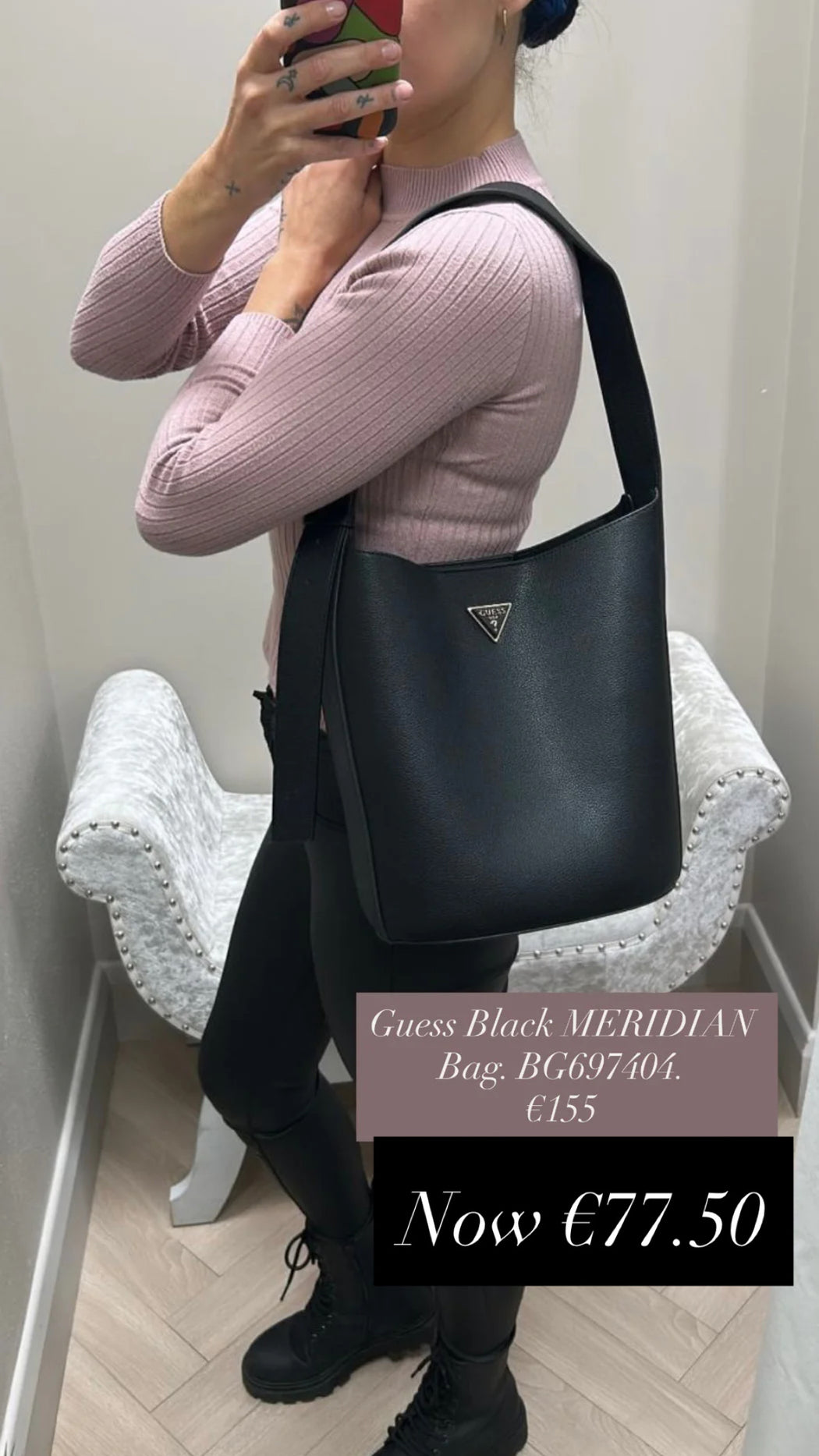 Guess Black MERIDIAN Bag. BG697404.