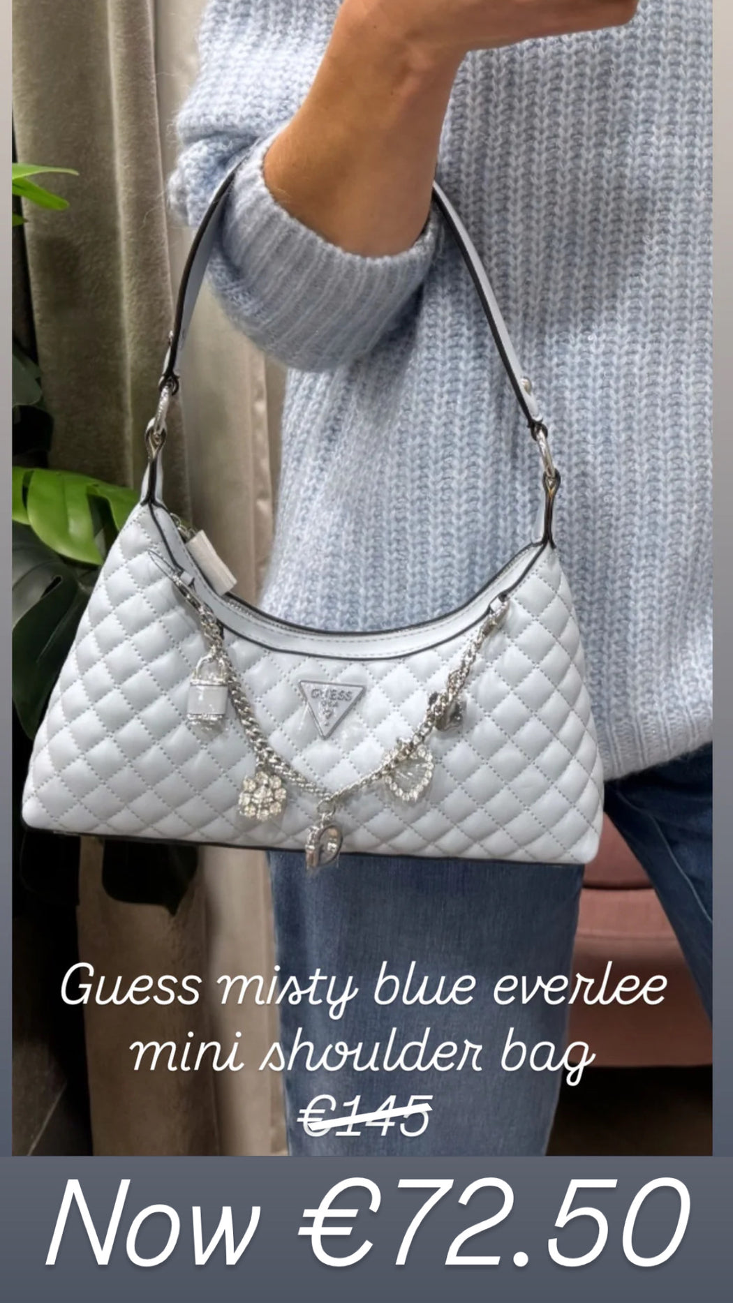 Guess misty blue everlee mini shoulder bag