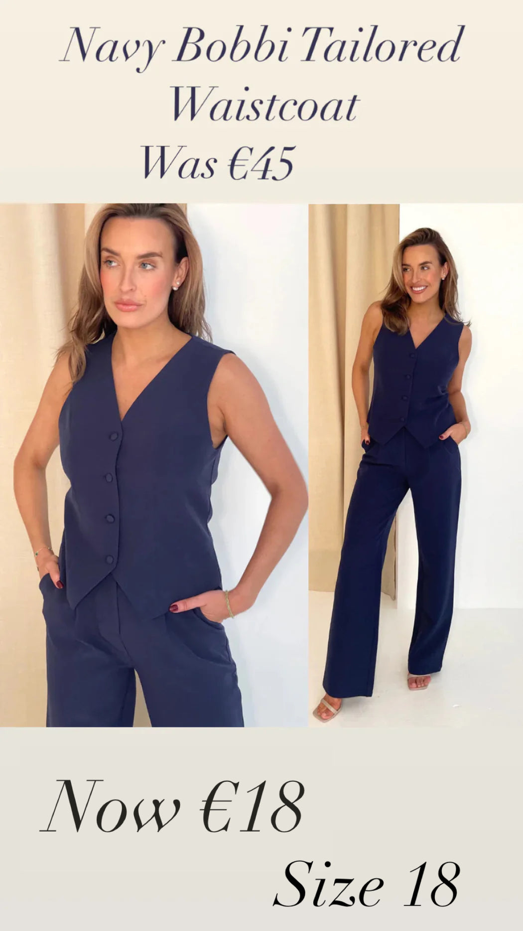 Navy Bobbi Tailored waistcoat