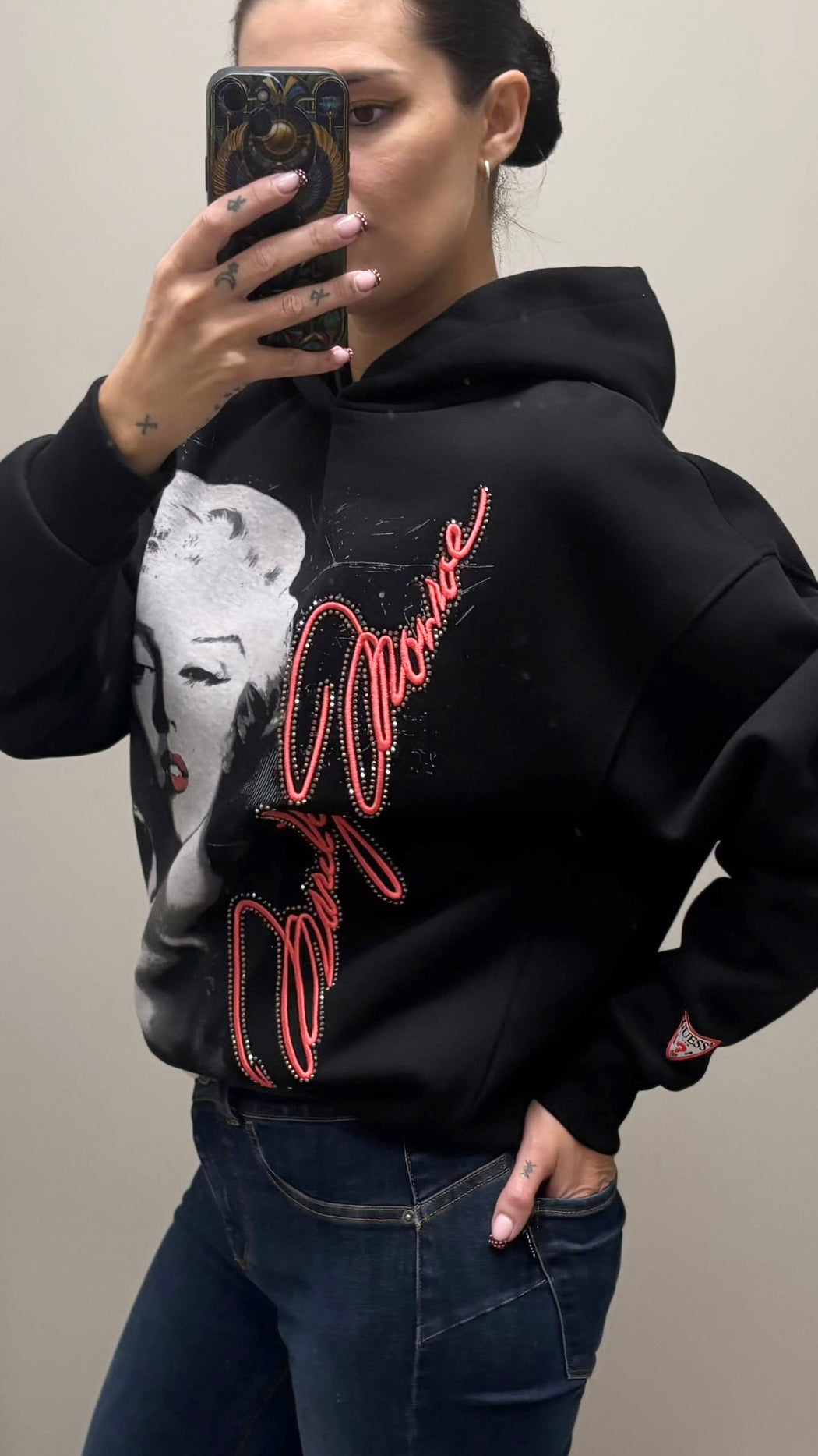Guess Marilyn hooded sweater w6bq18k6664jblk