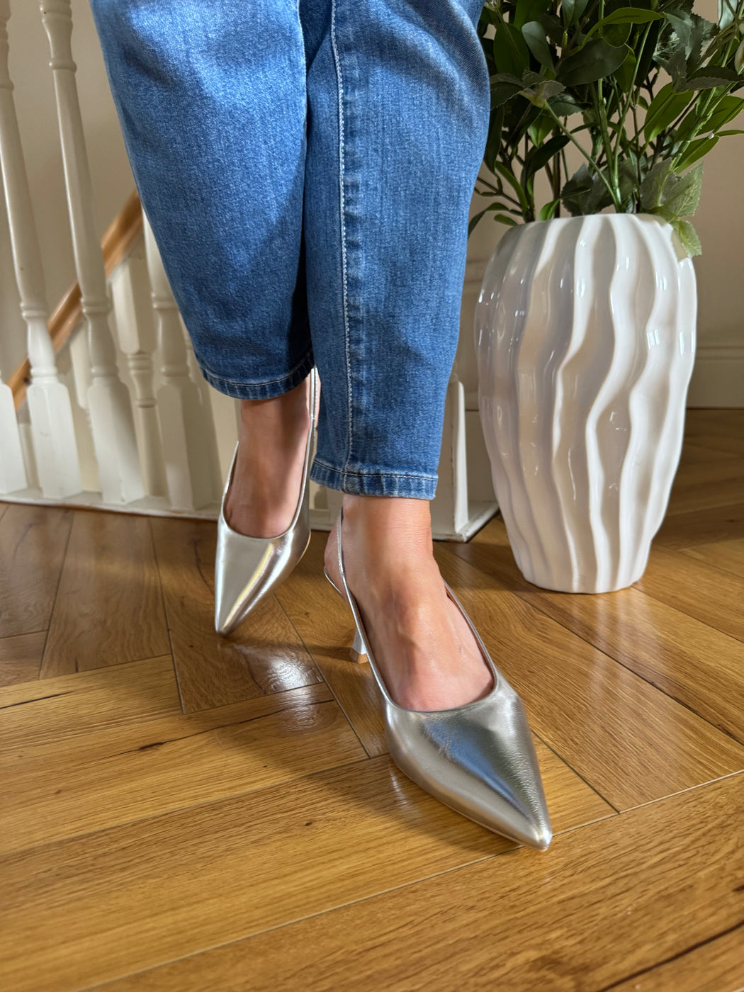Arniston Silver slingback heels