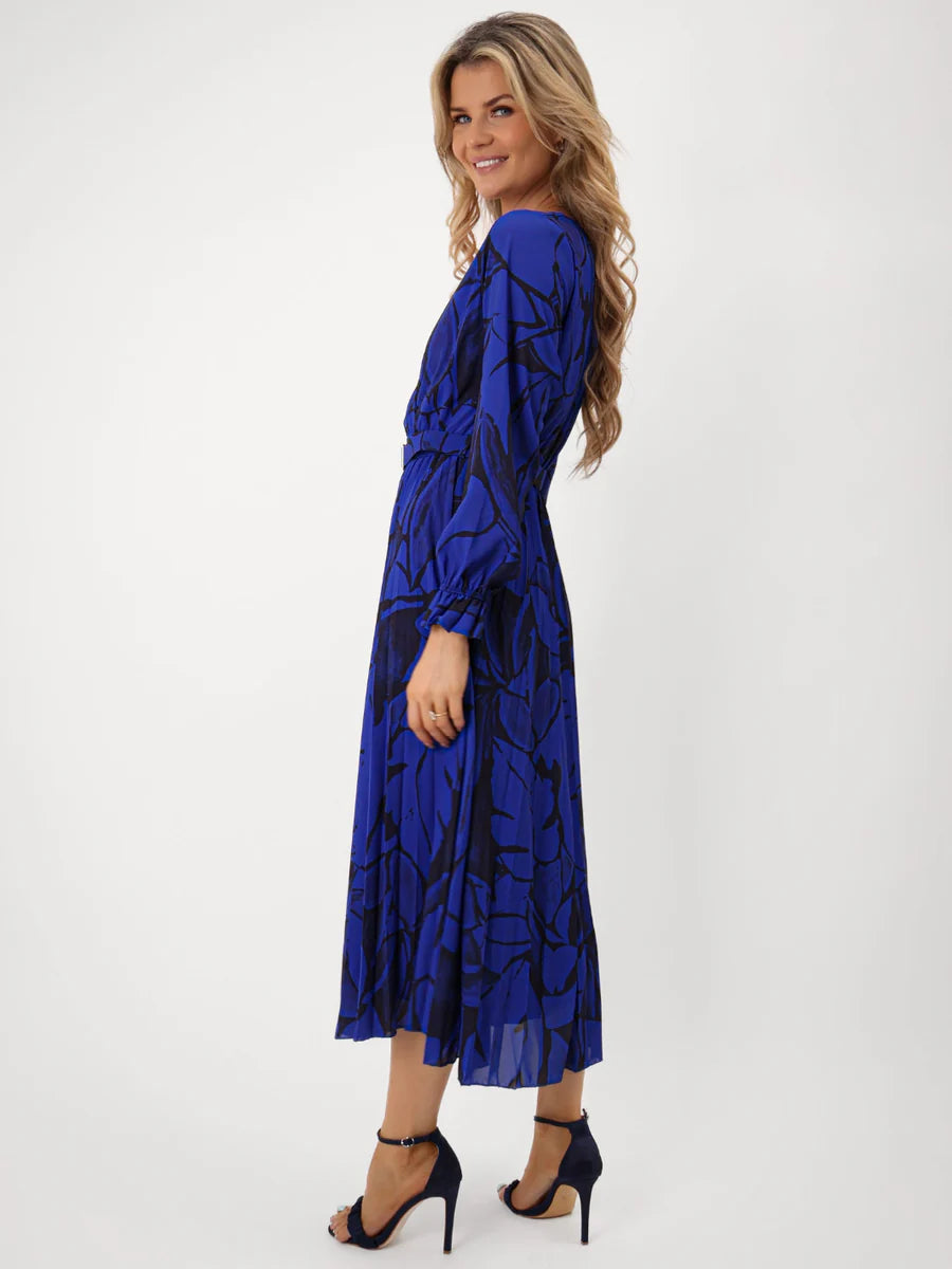 Positano royal blue print midi