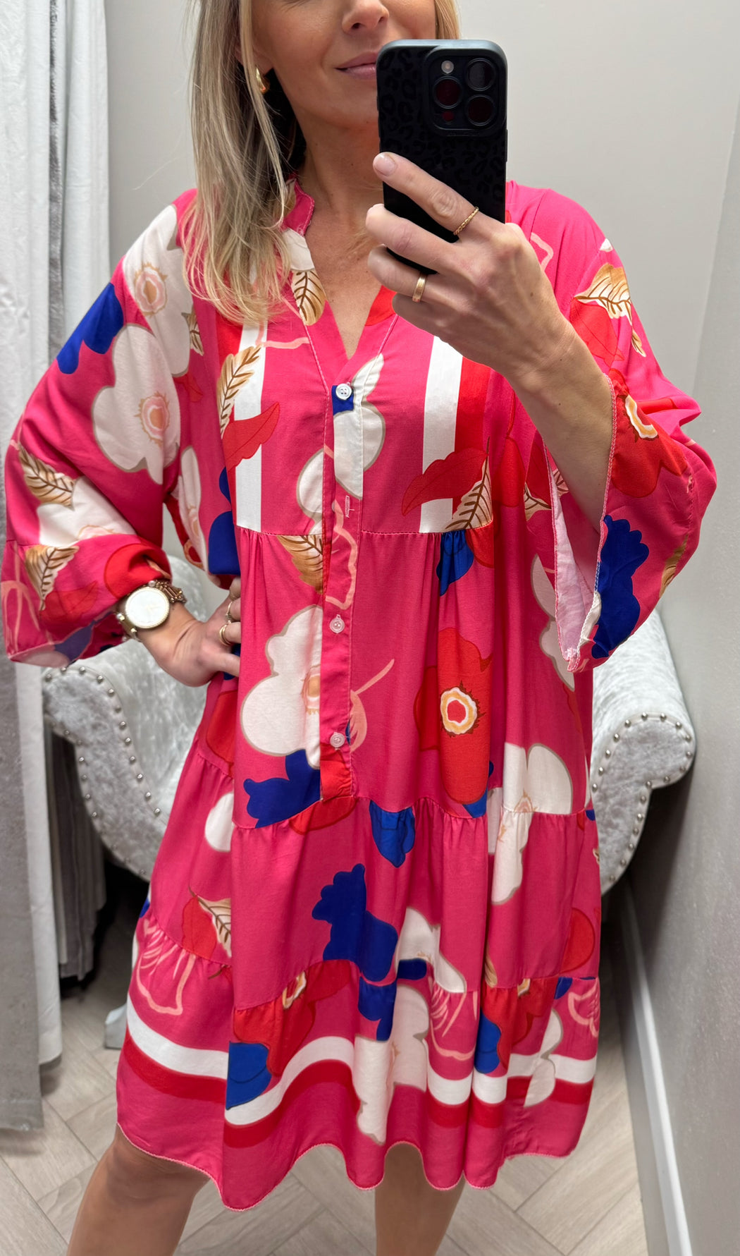 Kira hot pink  boho dress