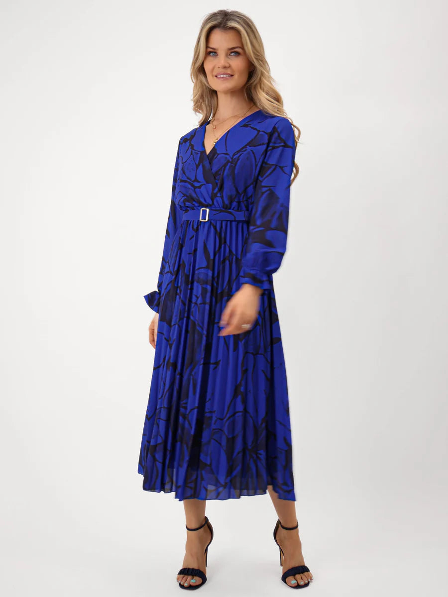Positano royal blue print midi