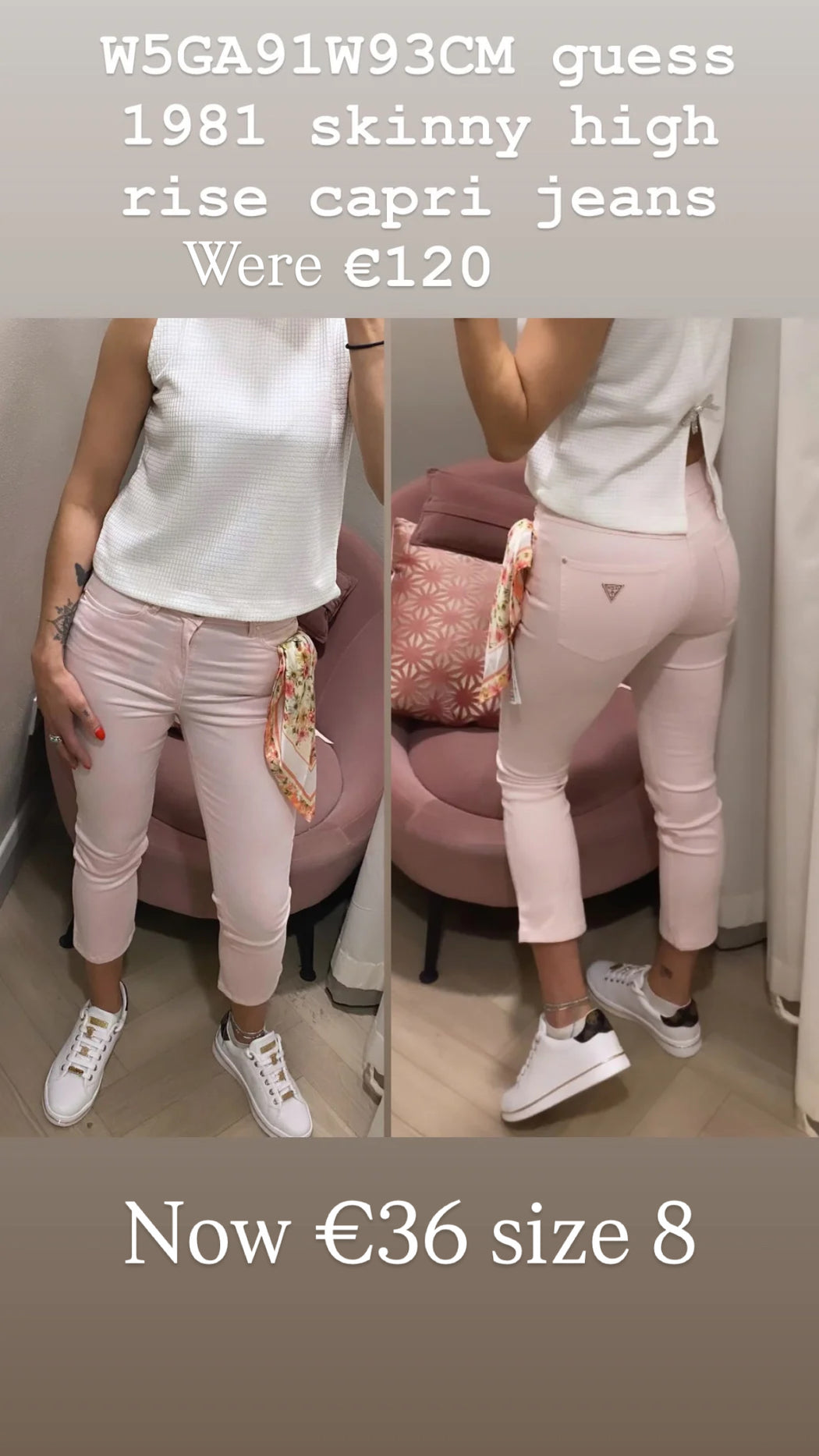 W5GA91W93CM guess 1981 skinny high rise capri jeans