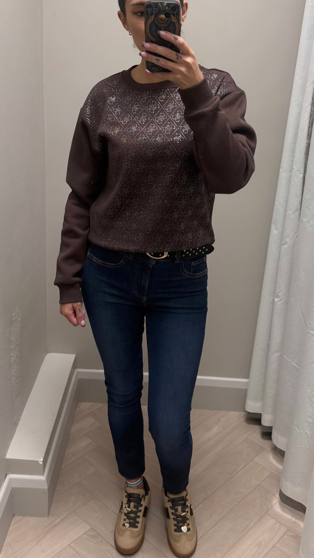 Guess brown  all over logo sweater w6bq14k6060