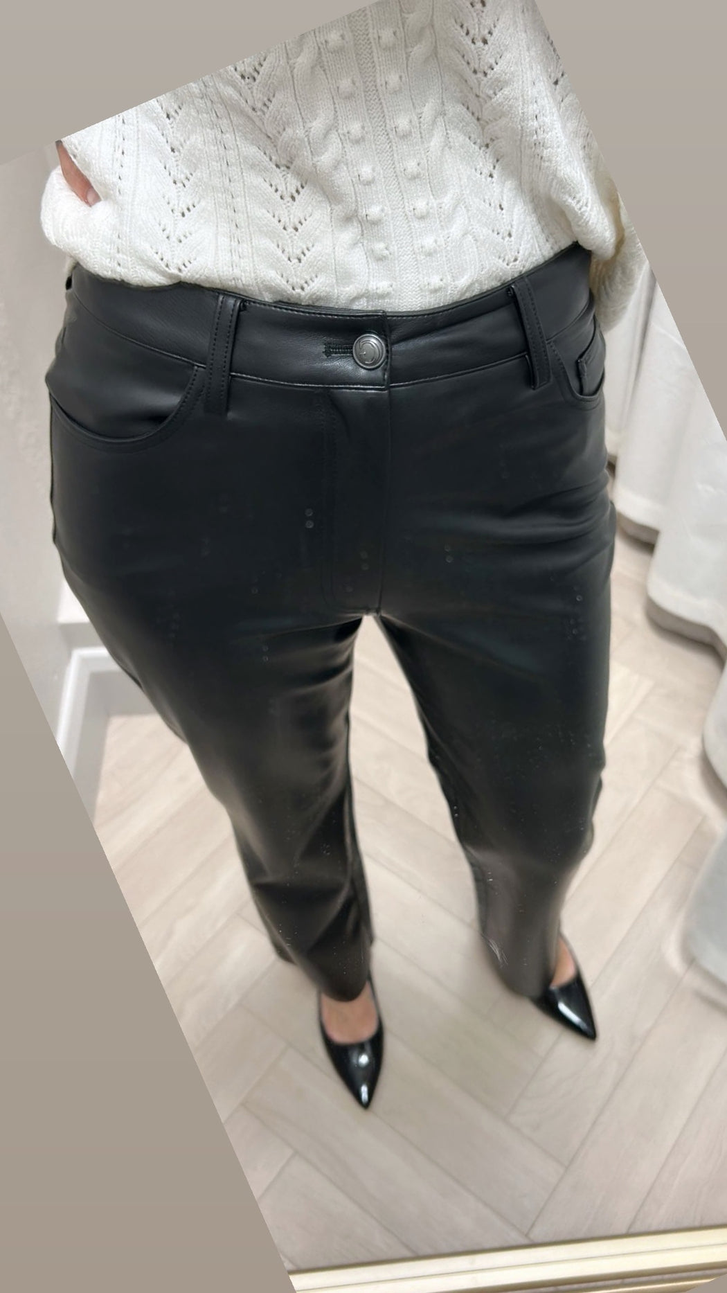 Guess faux leather straight leg trousers