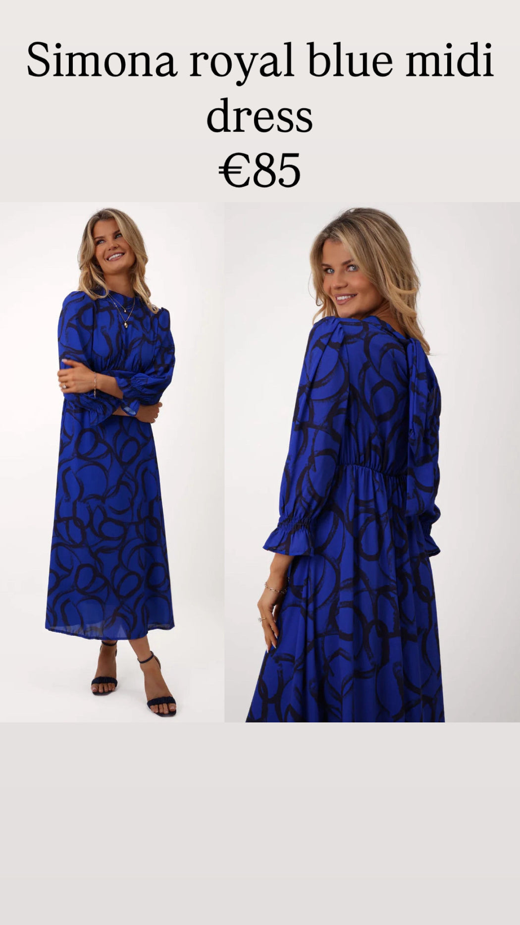 Simona  royal blue midi dress