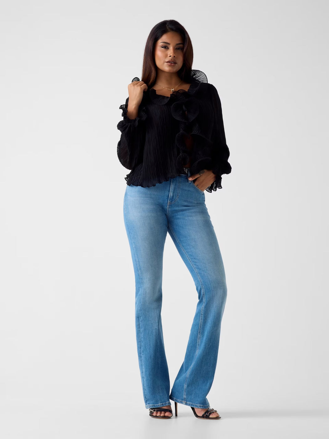 Guess chiffon ruffle blouse w6rh31wi342