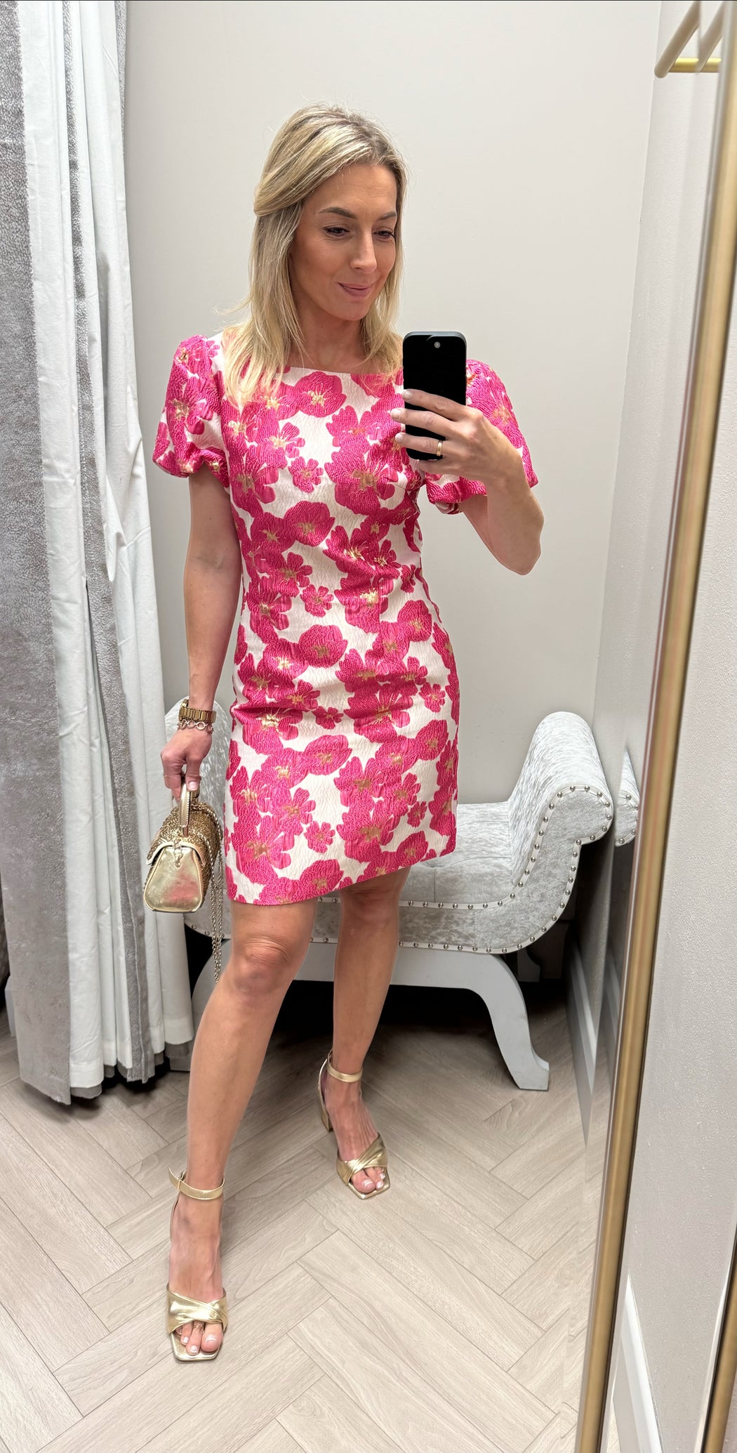 Katelyn pink jacquard shift dress