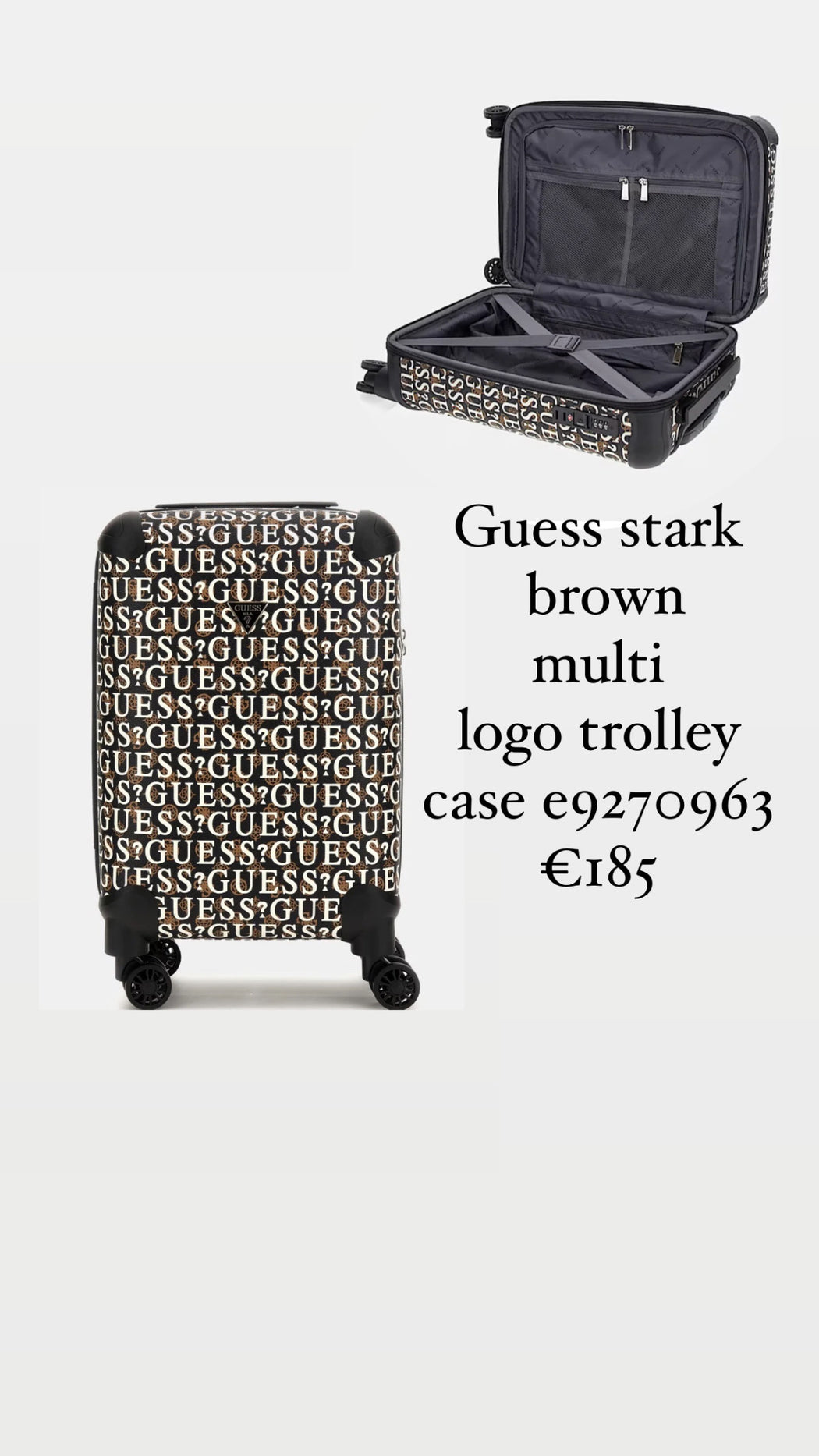 Guess stark brown multi logo trolley case e9270963