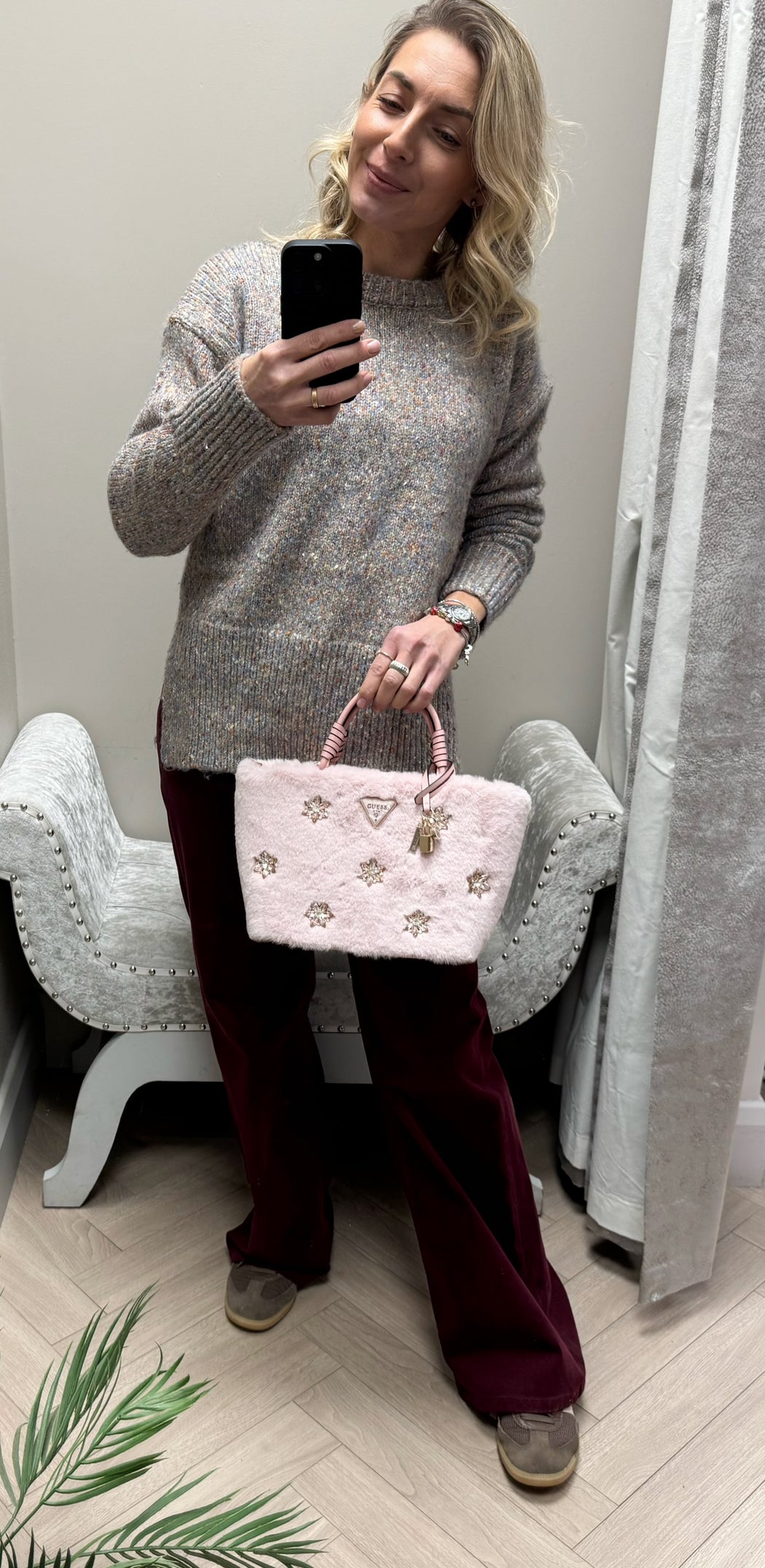 Guess pink rhinestone shaida bag we814322