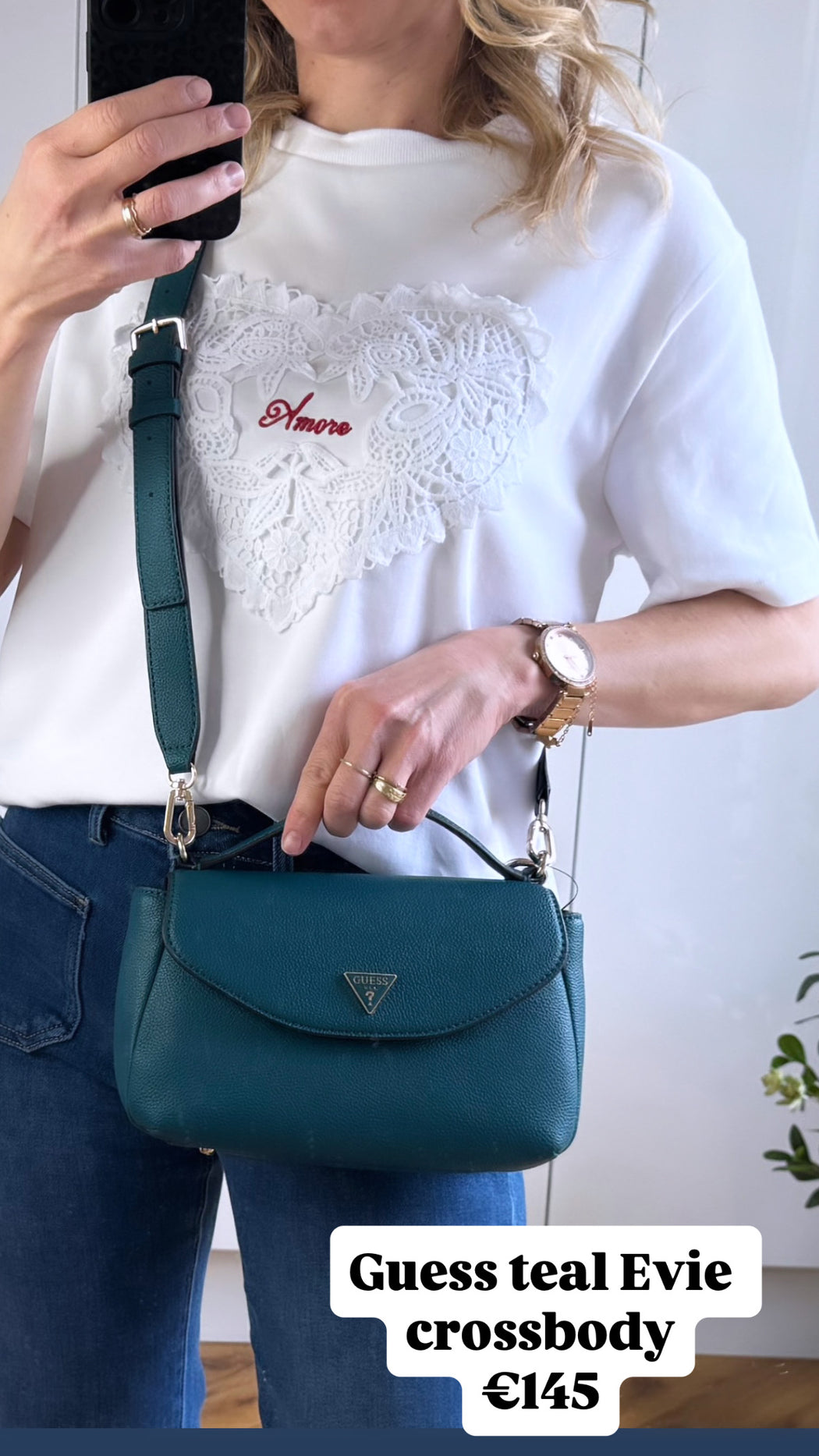 Guess teal Evie crossbody
