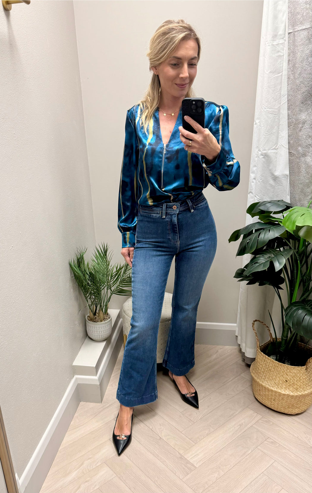 Shannon teal print top