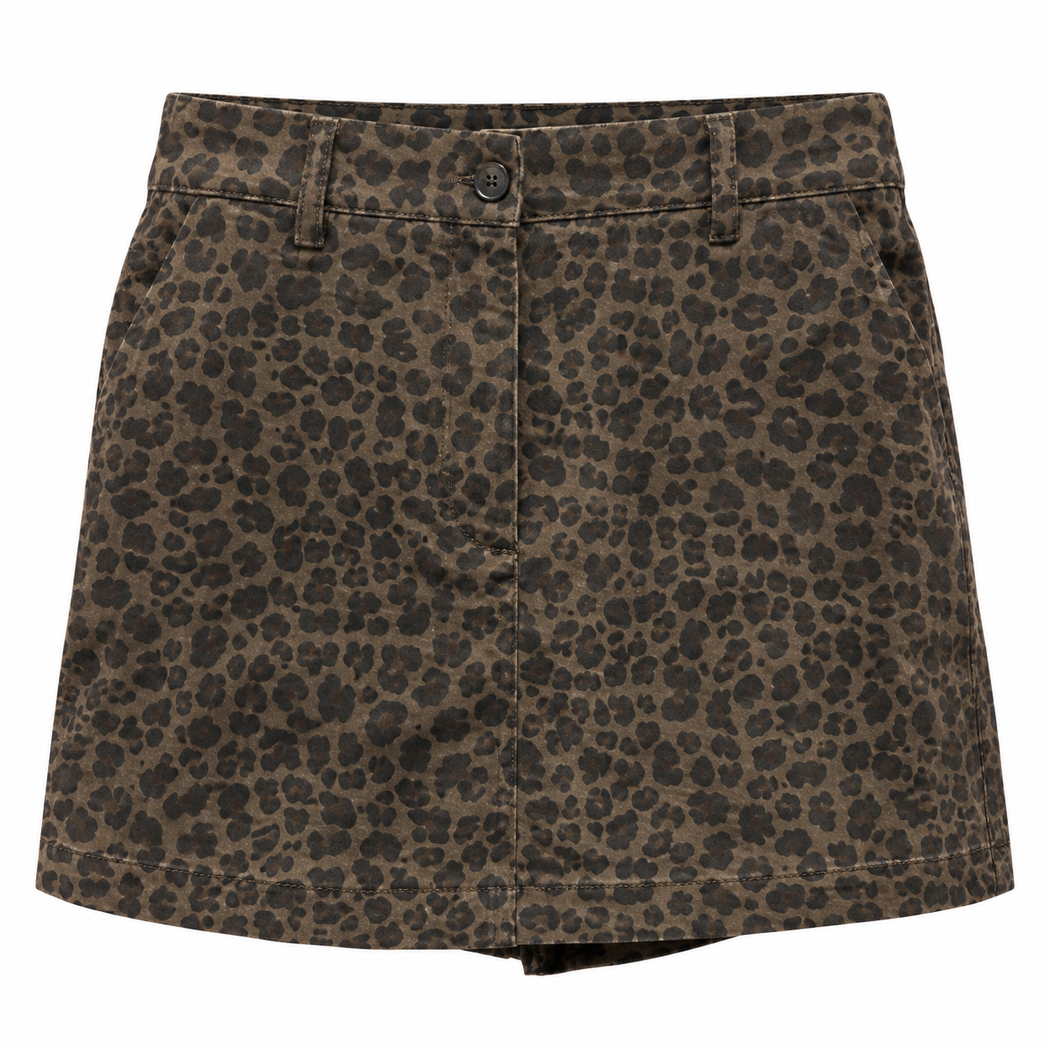 Jean leopard skort