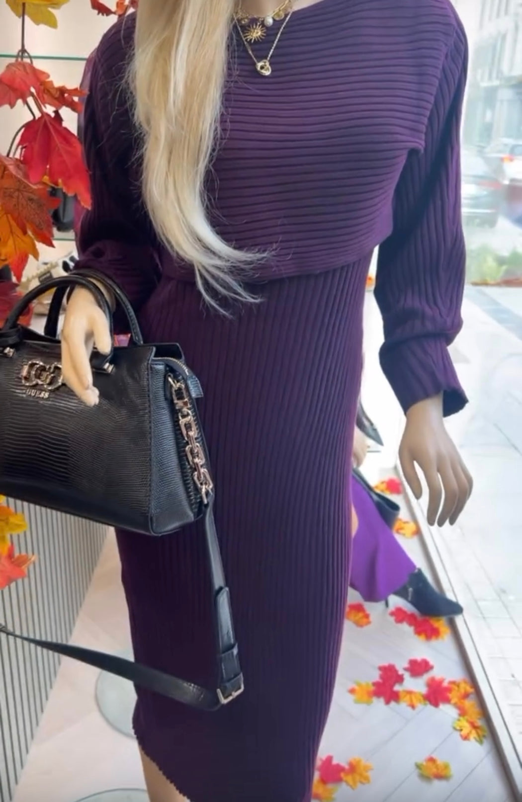 AMELIA KNIT DRESS IN MULBERRY