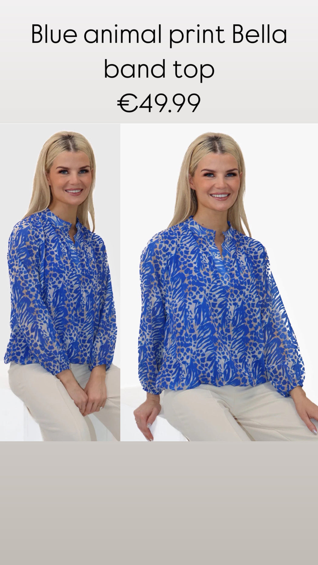 Blue animal print Bella band top