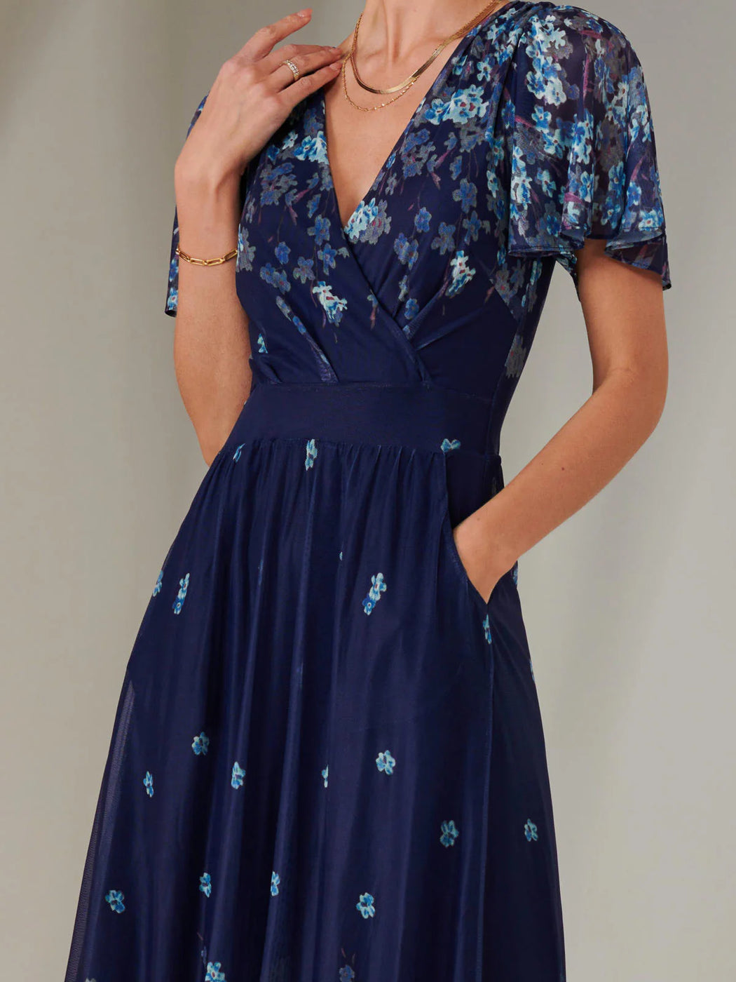 JOLIE MOI NAVY BLUE FLORAL DRESS