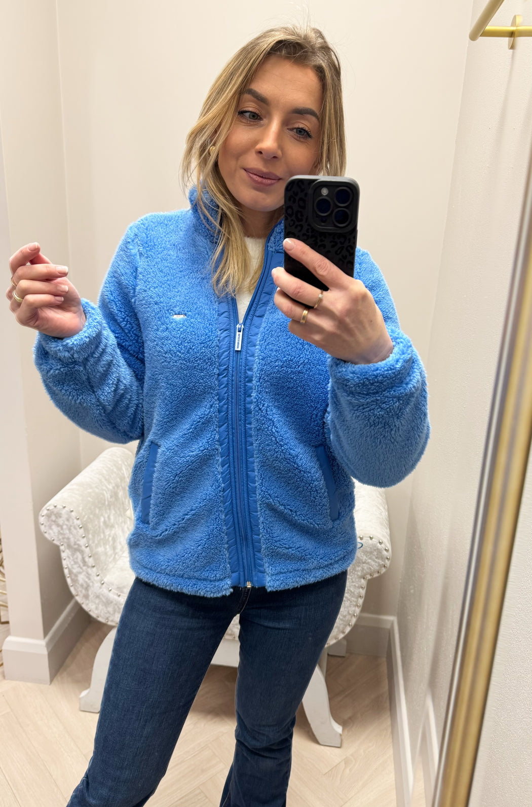 Zahra Teddy Bomber Cornflour Blue