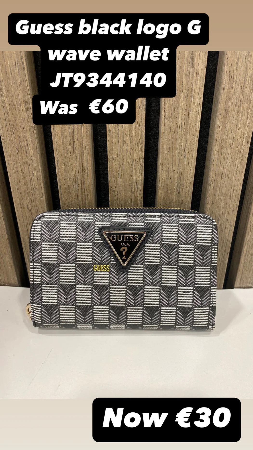 Guess black logo G wave wallet JT9344140