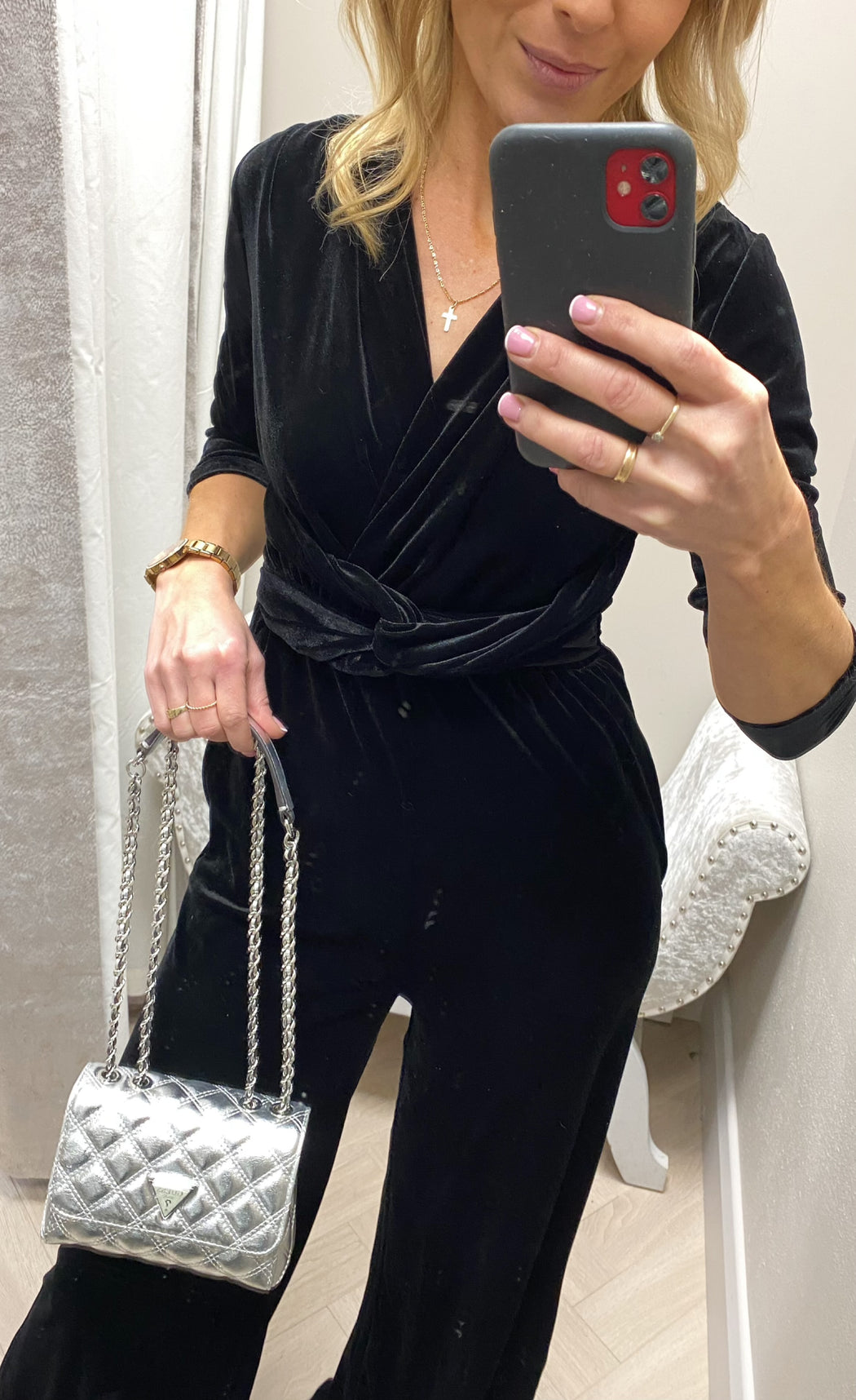 Sophia black velvet jumpsuit