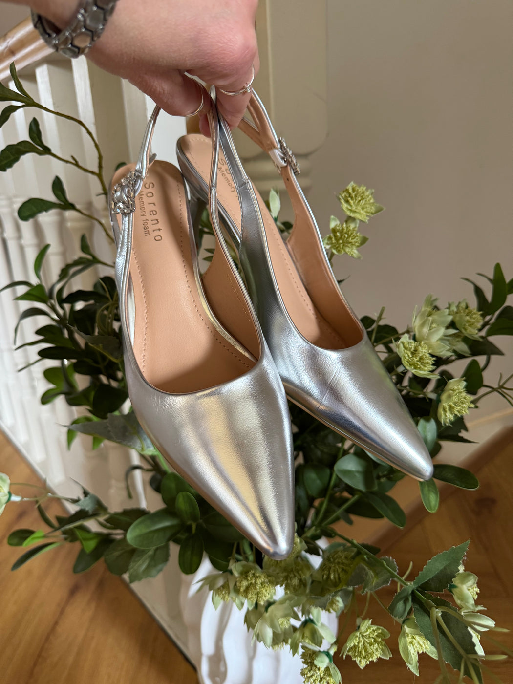 Arniston Silver slingback heels