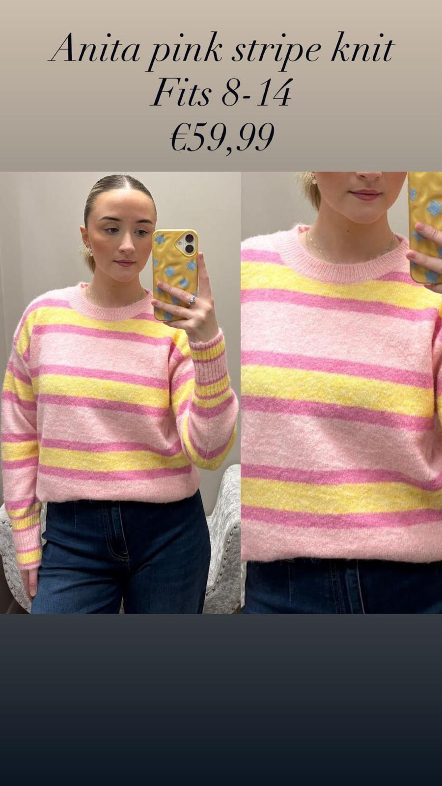 Anita pink stripe knit