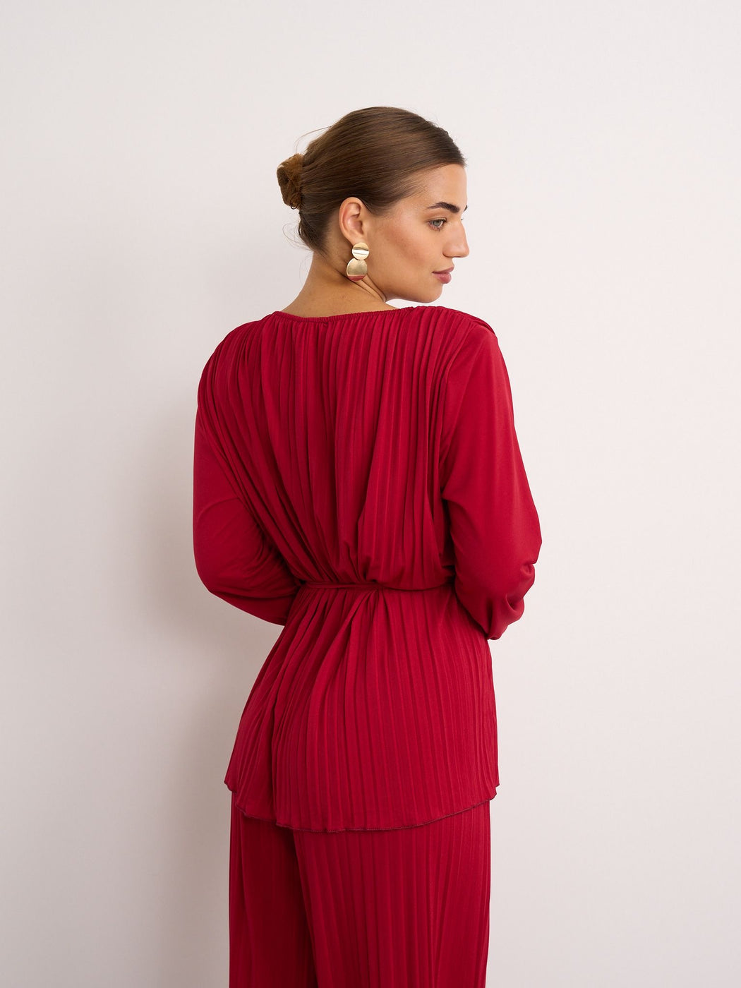 Wine pleated co ord set