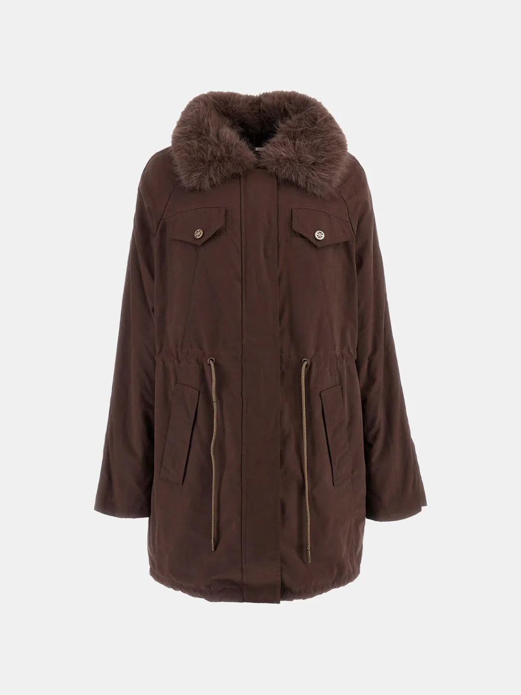 Guess brown Faux fur collar parka