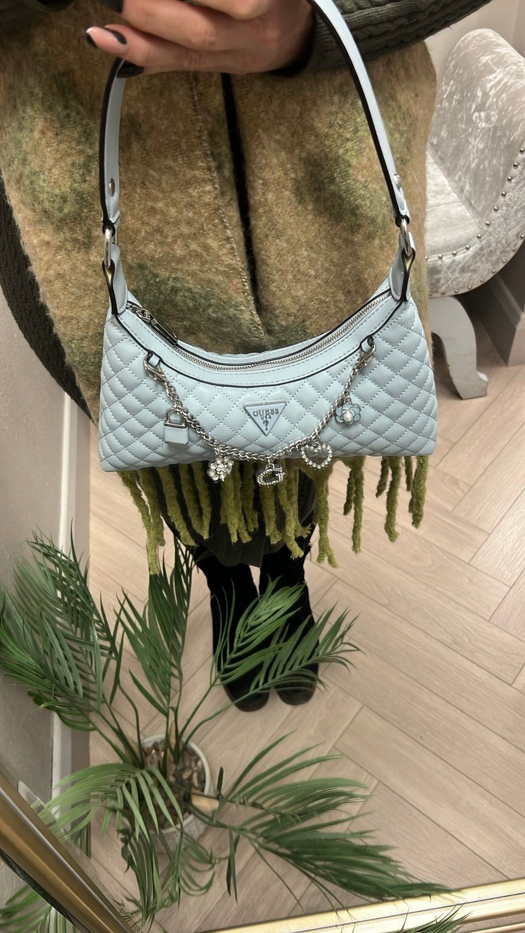 Guess misty blue everlee mini shoulder bag