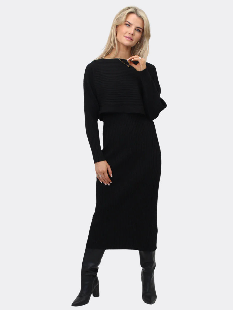 Amelia black knit dress