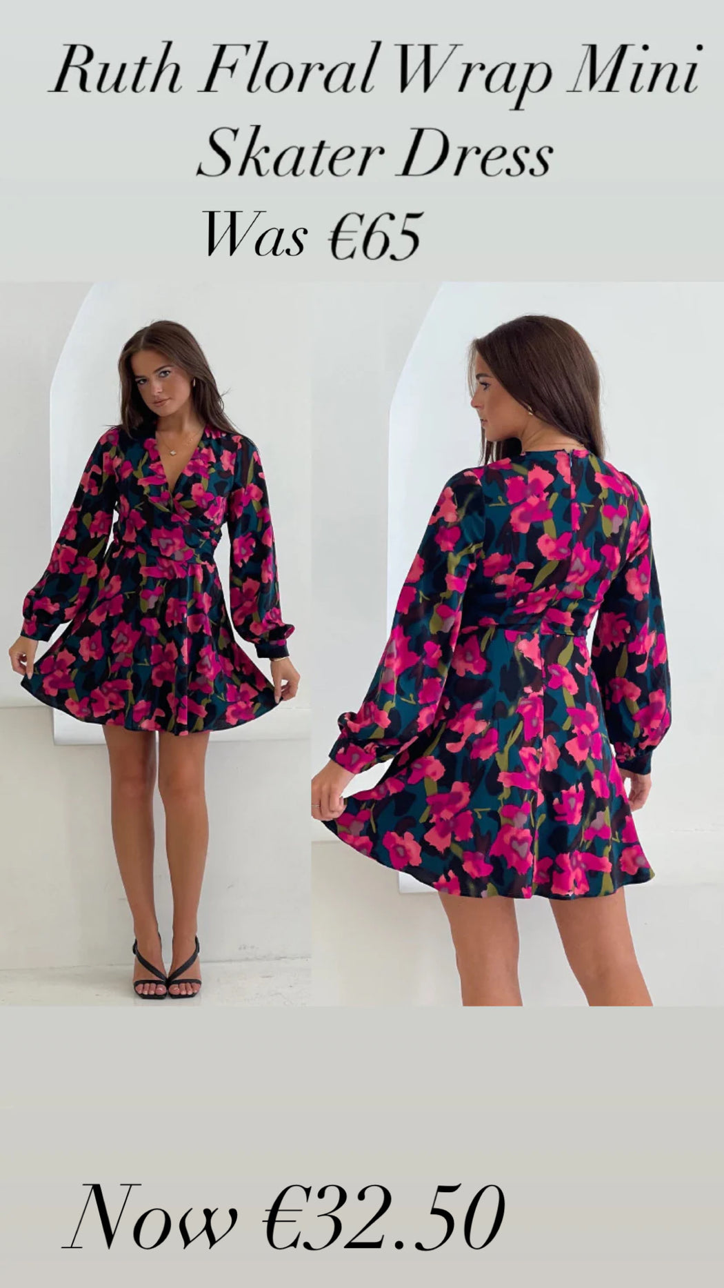 Ruth Floral Wrap Mini Skater Dress