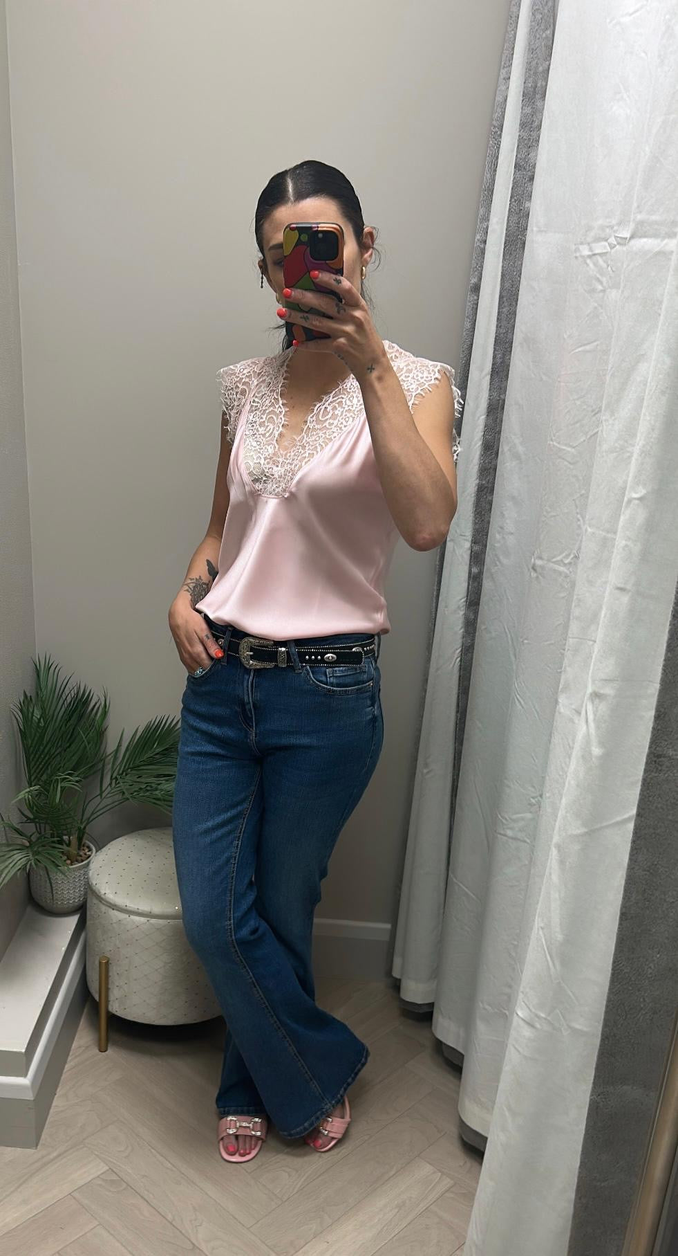 LAUREN PINK LACE CAMI TOP