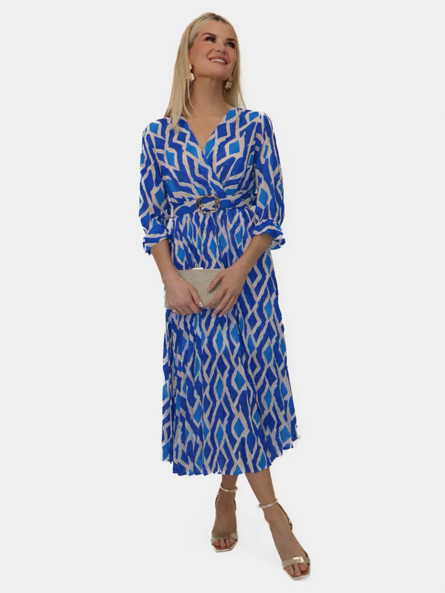 SKY BLUE PRINT POSITANO MIDI DRESS