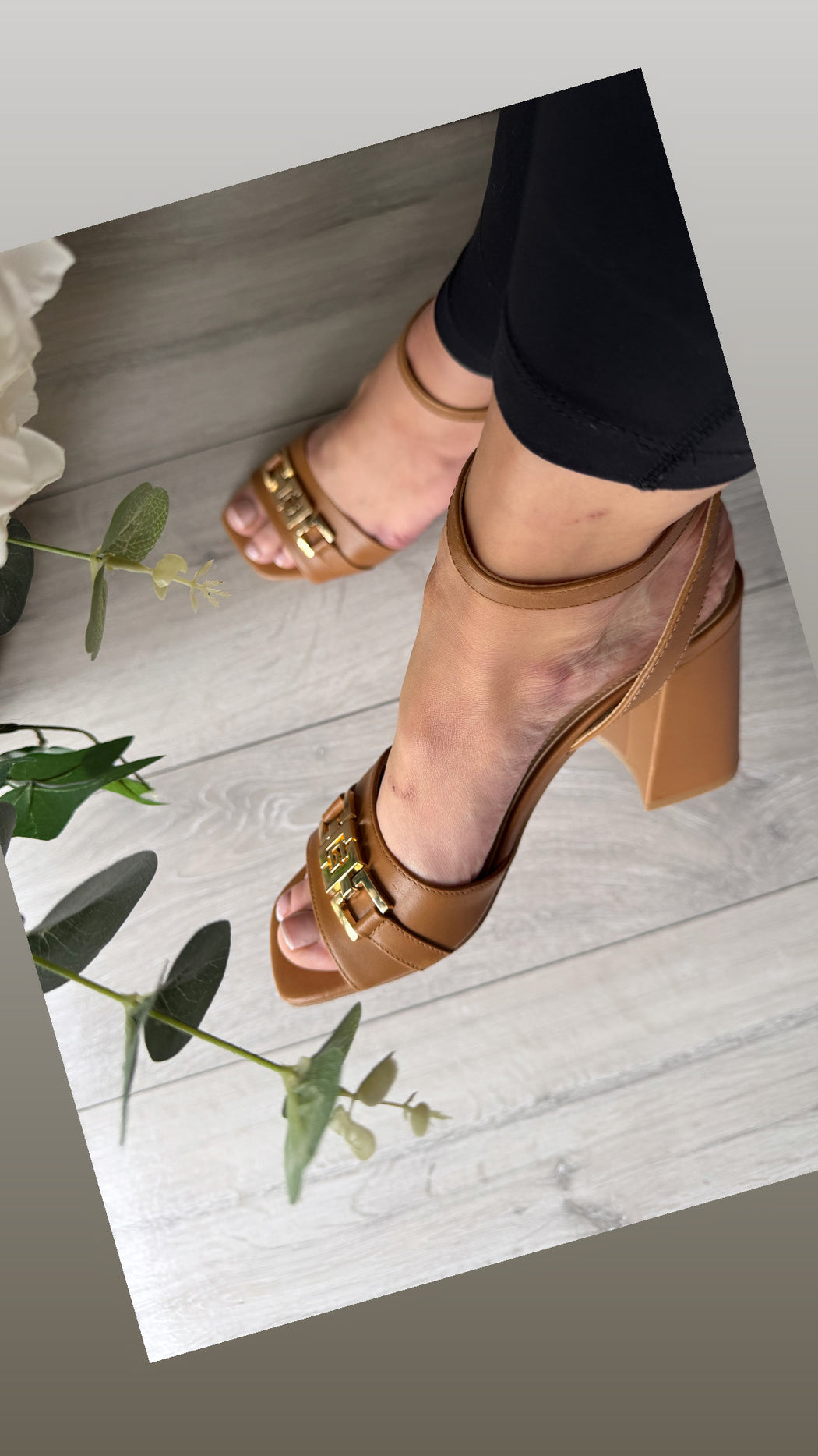 Guess tan gold detail sandals FLJGRTLEA03