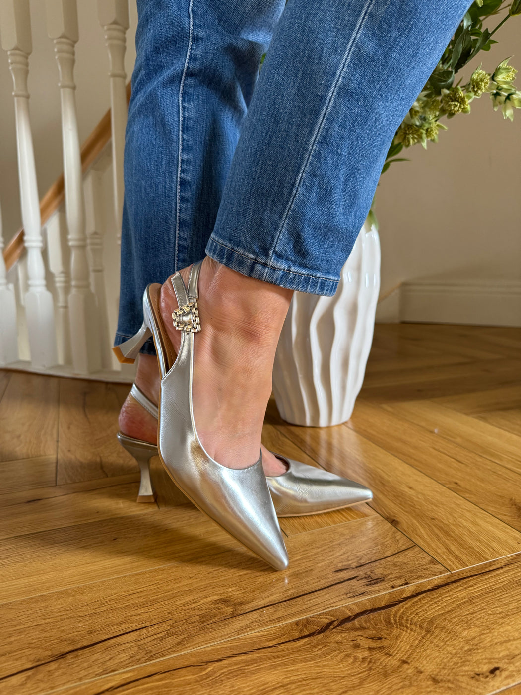 Arniston Silver slingback heels