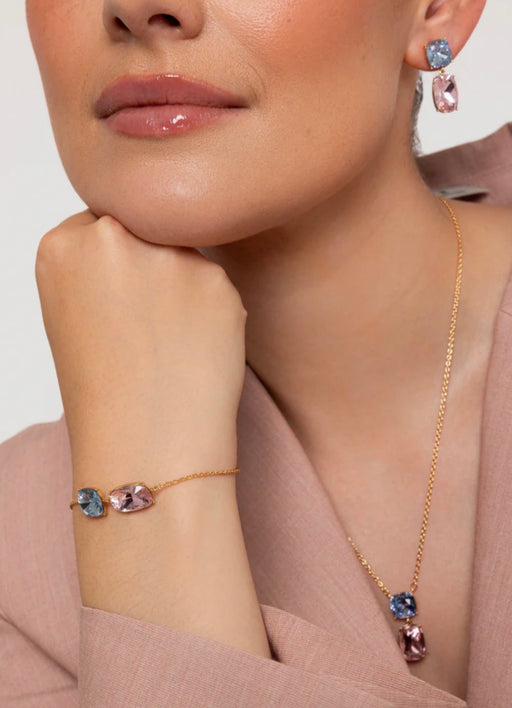 BLUE PINK CRYSTAL BRACELET T581BCB