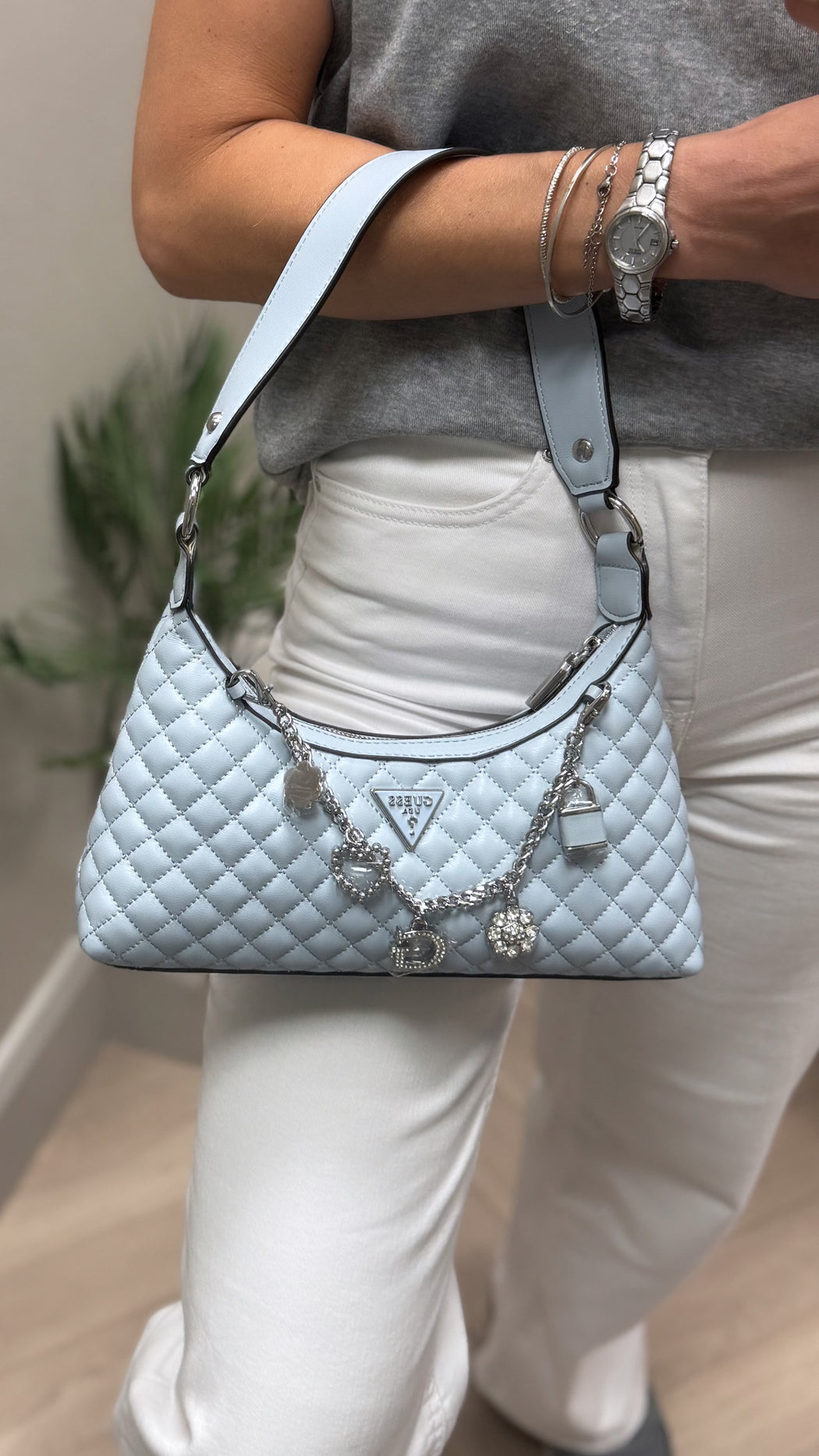 Guess misty blue everlee mini shoulder bag